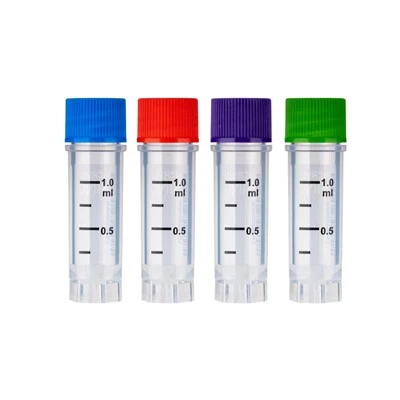 {{0}}, 5 ml, 1,5 ml, 2,0 ml ampolles criogèniques codis de barres laterals i números llegibles per humans CryoKING