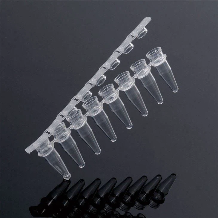 0.2ml 8 Strip PP Material PCR Tubes With Flat Cap For Laboratory Use